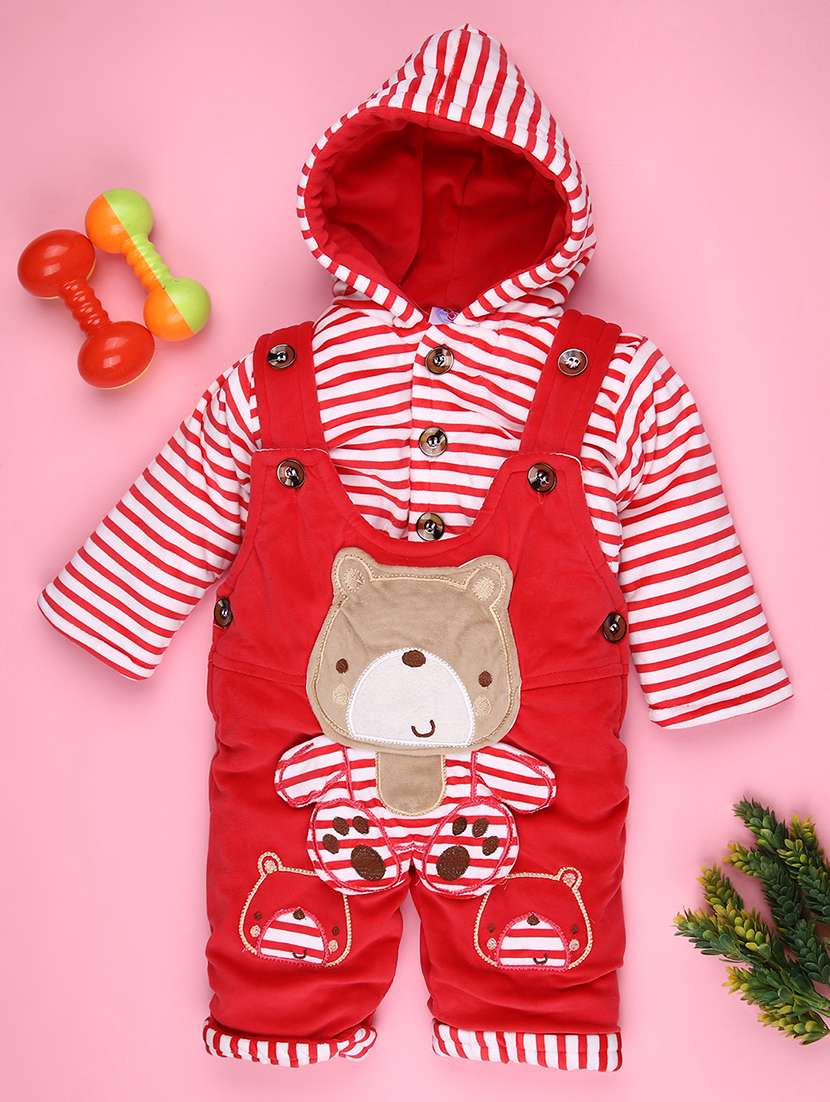 kids striped long sleeve hooded romper