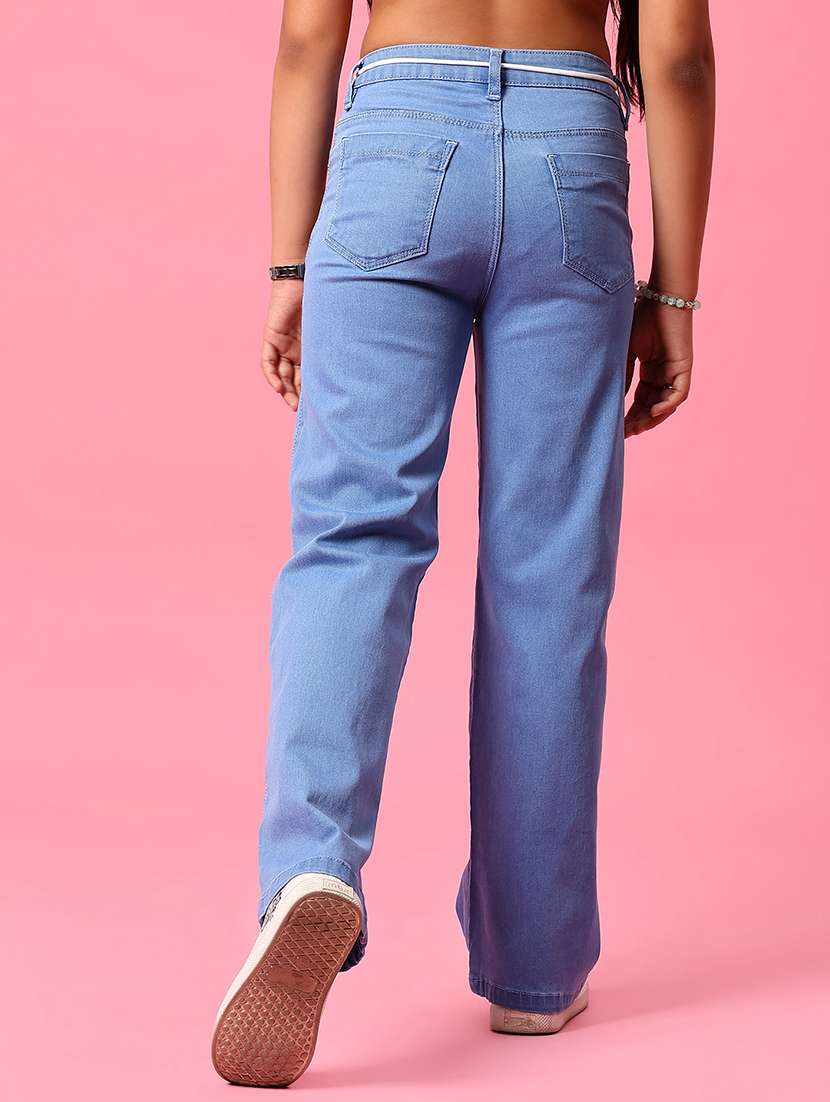 girls solid mid rise straight fit jean - 22166663 -  Standard Image - 3