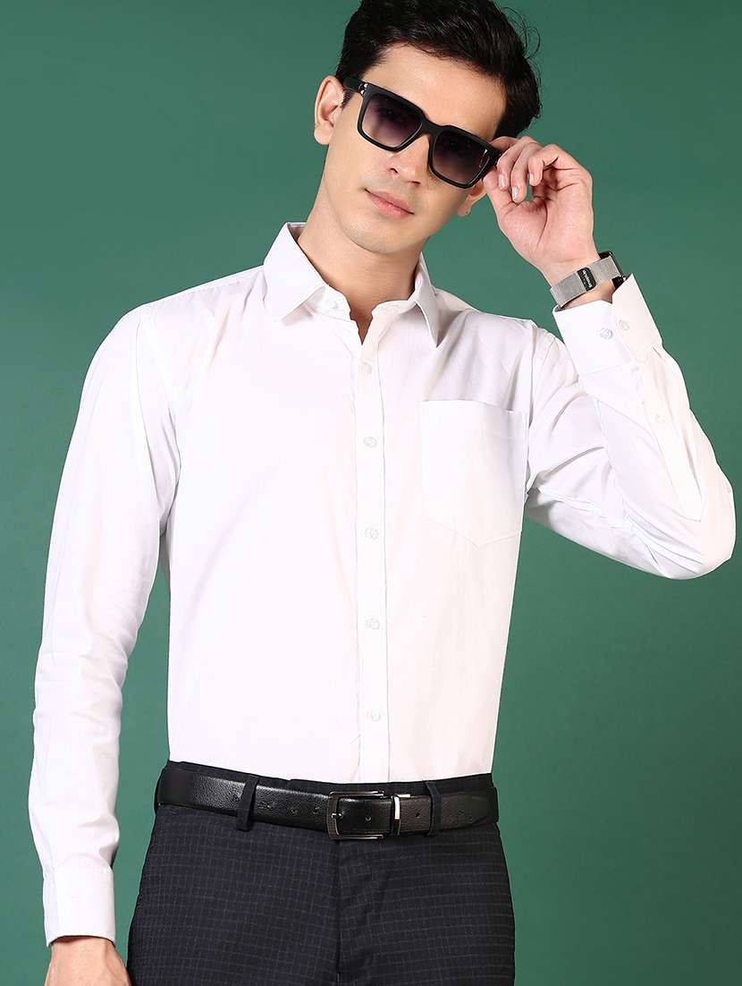 men solid long sleeve regualr fit formal shirt