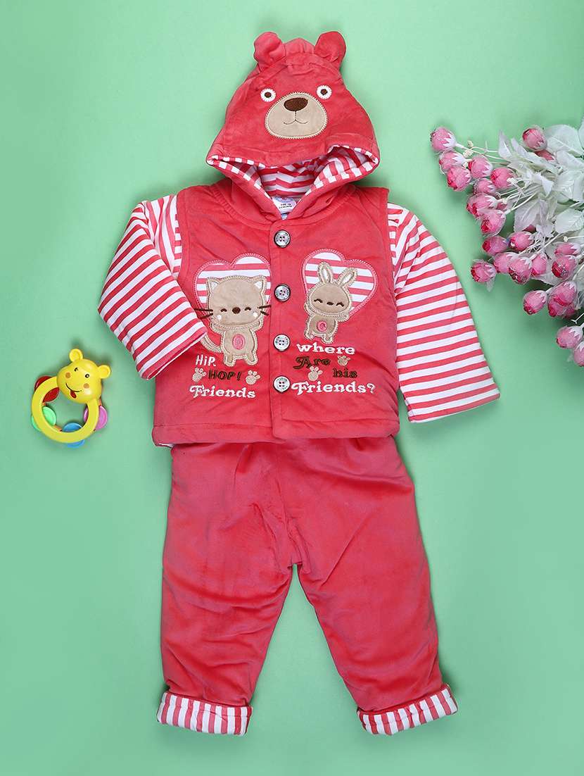 boys printed hooded full length set