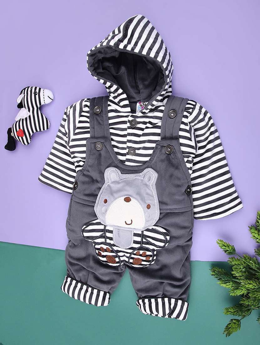kids striped long sleeve hooded romper