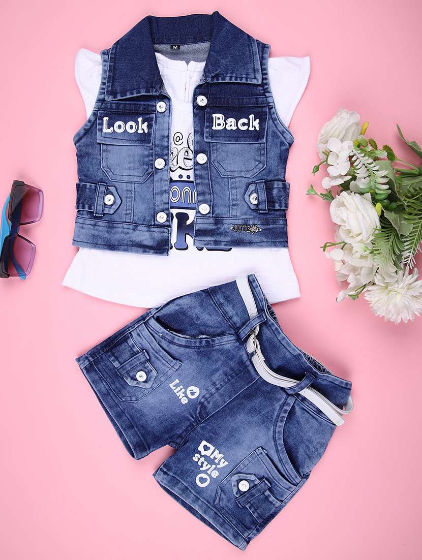 girls printed shorts & top co-ord set