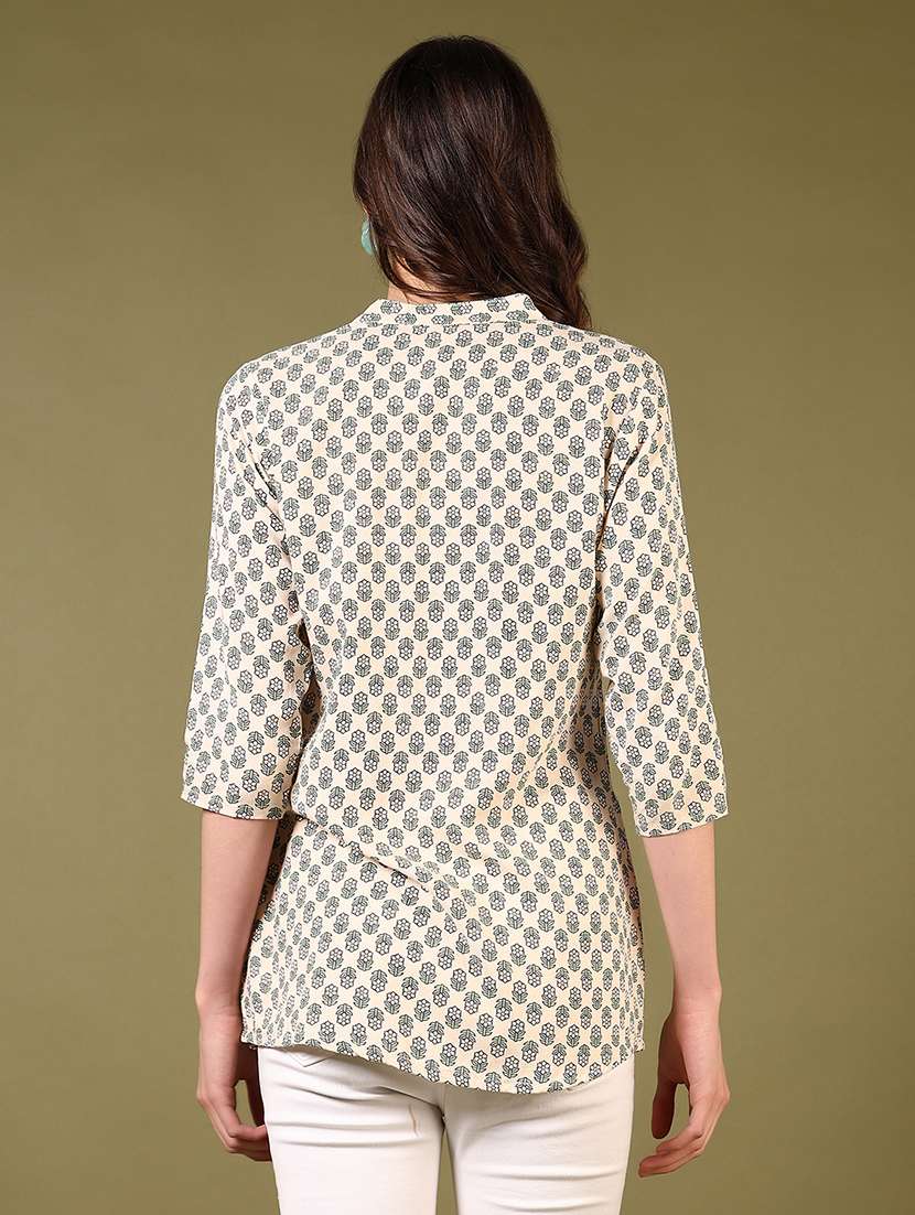 women floral printed three quarter sleeve a-line kurti - 22166834 -  Standard Image - 3
