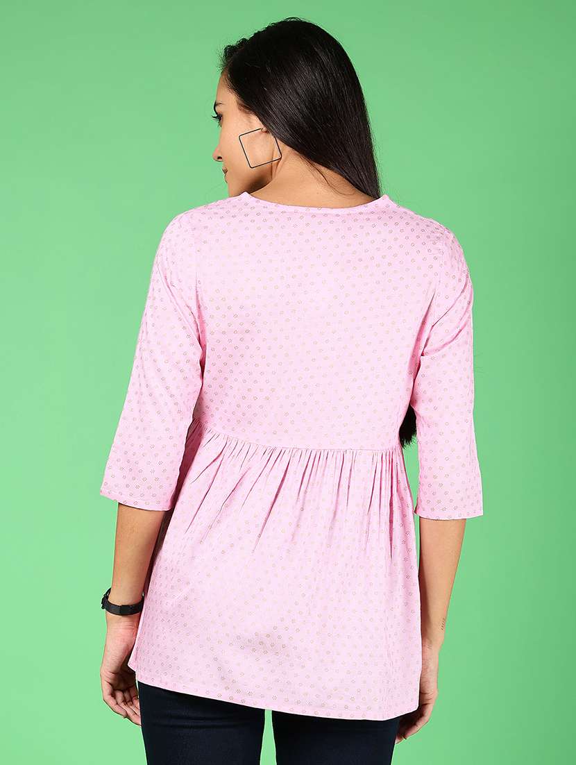 women printed three quarter sleeve flared kurti - 22166835 -  Standard Image - 3