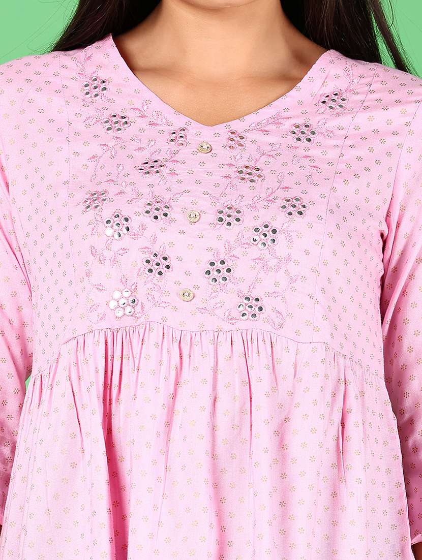 women printed three quarter sleeve flared kurti - 22166835 -  Standard Image - 5