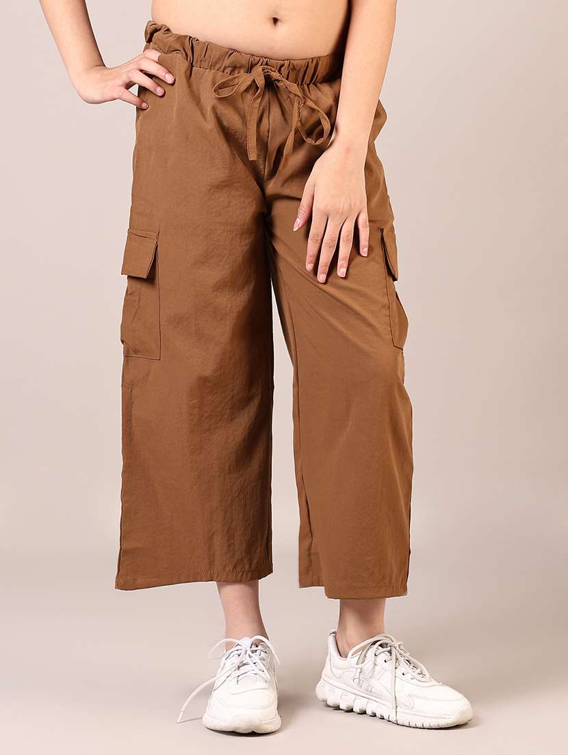 girls solid mid rise relaxed fit cargo