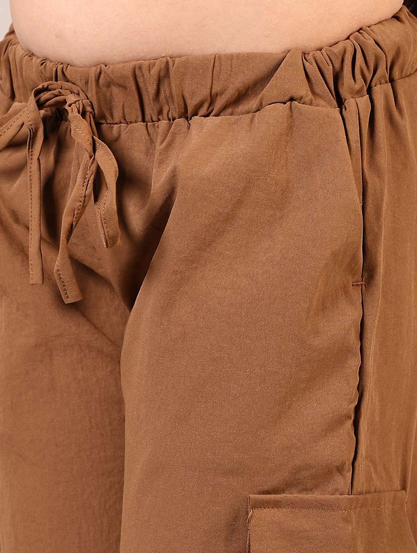 girls solid mid rise relaxed fit cargo - 22167002 -  Standard Image - 5