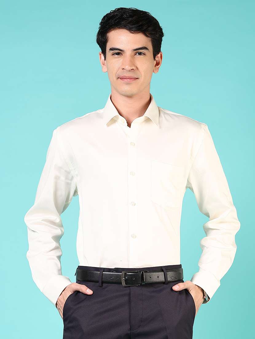men solid long sleeve regualr fit formal shirt