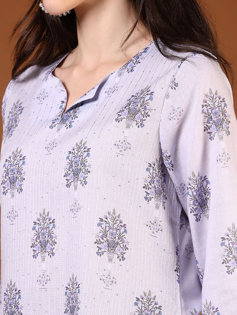 women floral printed three quarter sleeve straight kurta - 22167262 -  Standard Image - 5