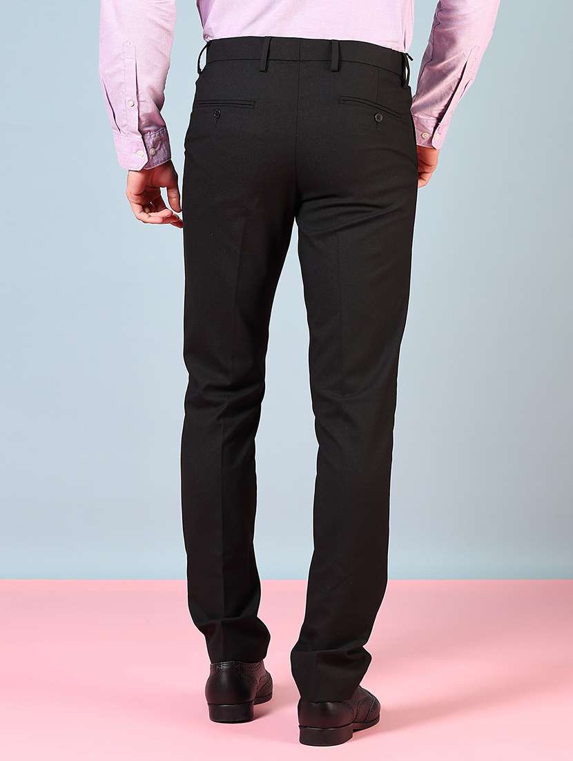 men solid mid rise flat front formal trouser - 22167292 -  Standard Image - 3