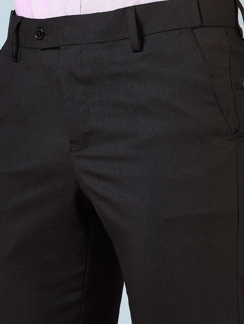 men solid mid rise flat front formal trouser - 22167292 -  Standard Image - 5