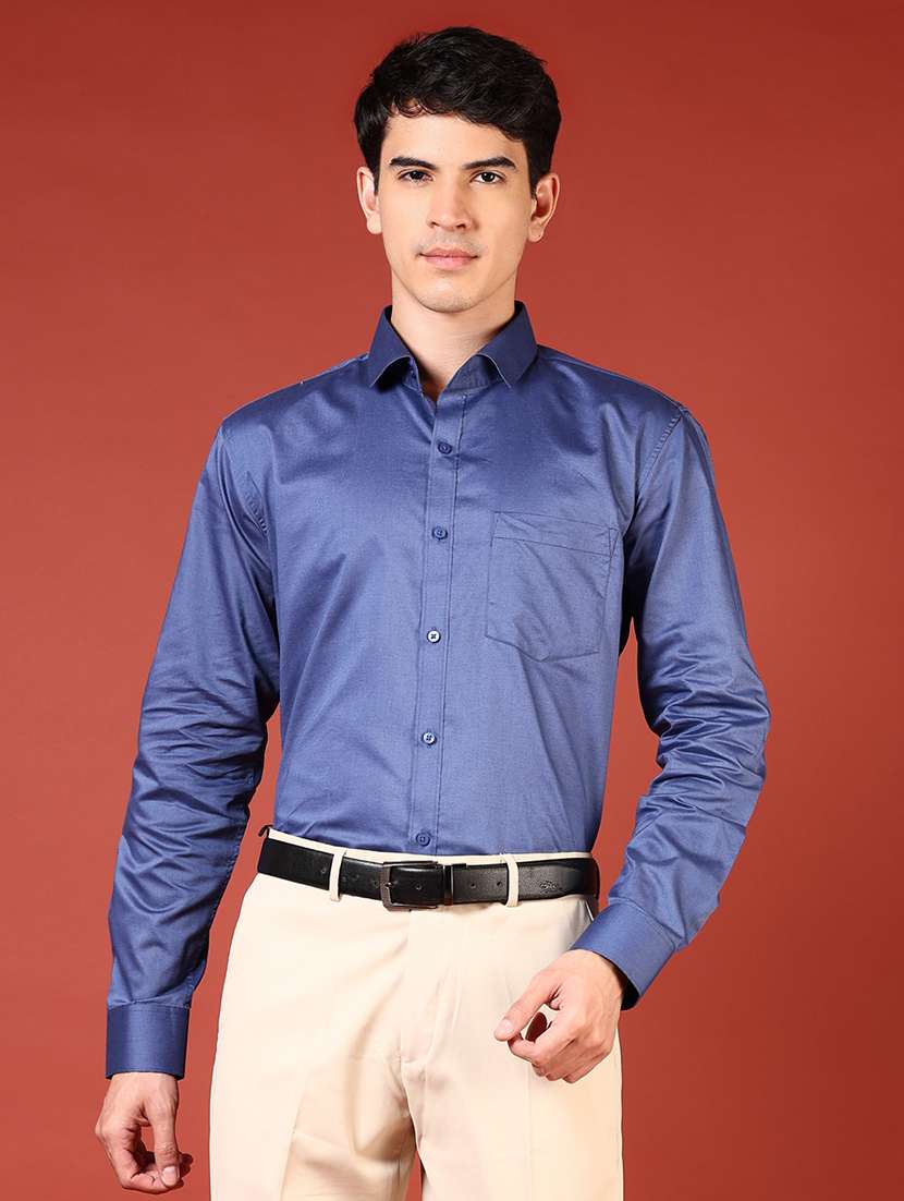 men solid long sleeve regualr fit formal shirt