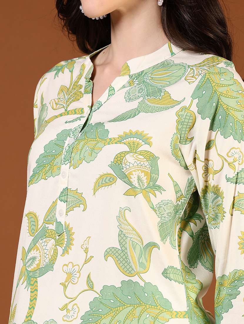 women floral printed three quarter sleeve straight kurta - 22167425 -  Standard Image - 5