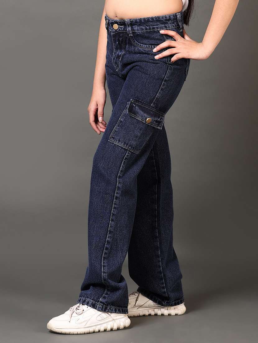 girls plain mid rise regular fit cargo