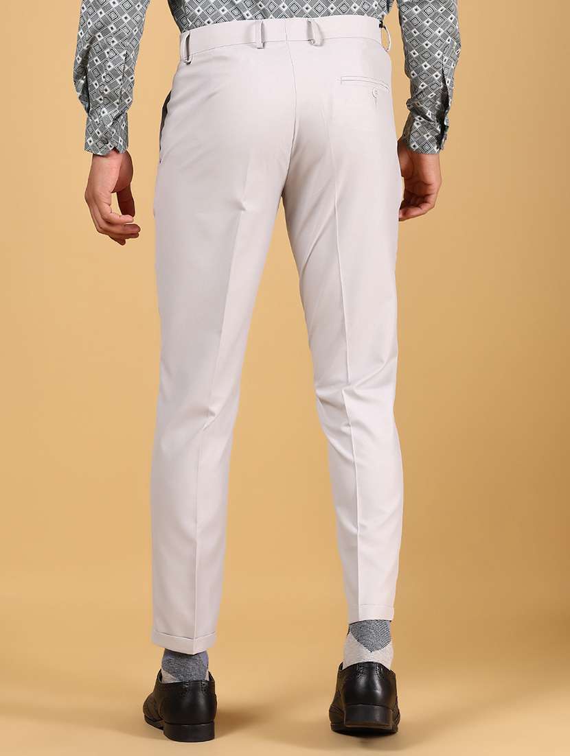 men solid mid rise flat front formal trouser - 22167540 -  Standard Image - 3
