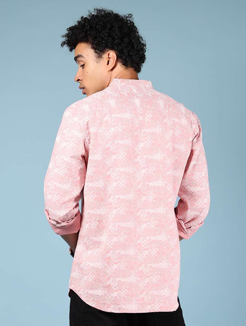 men printed mandarin neck short kurta - 22167552 -  Standard Image - 3