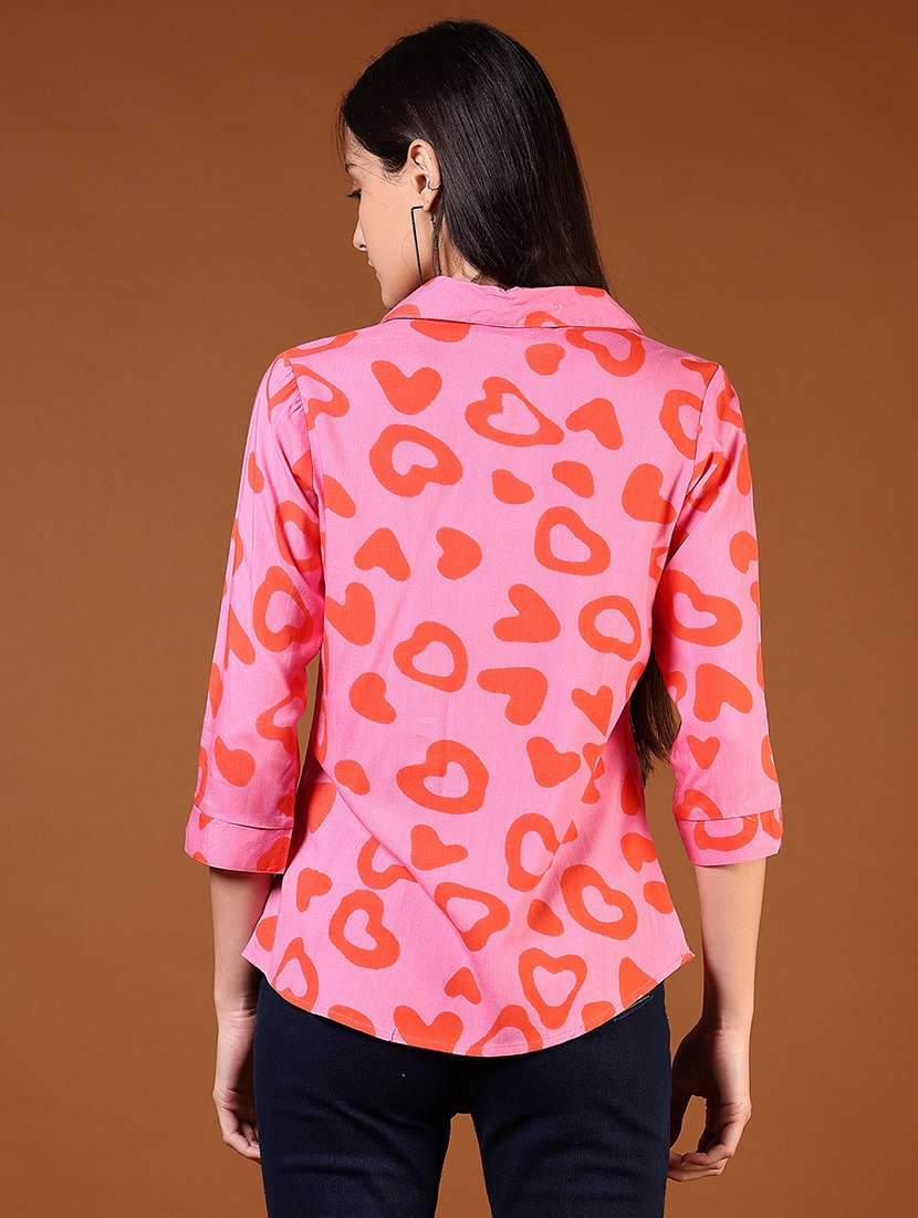 women printed three quarter sleeve regular fit shirt - 22167616 -  Standard Image - 3