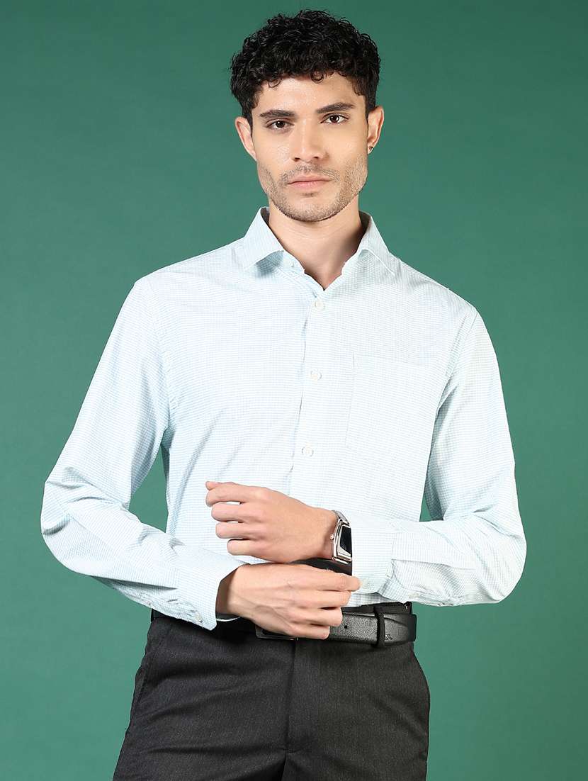 men checkered long sleeve regualr fit formal shirt