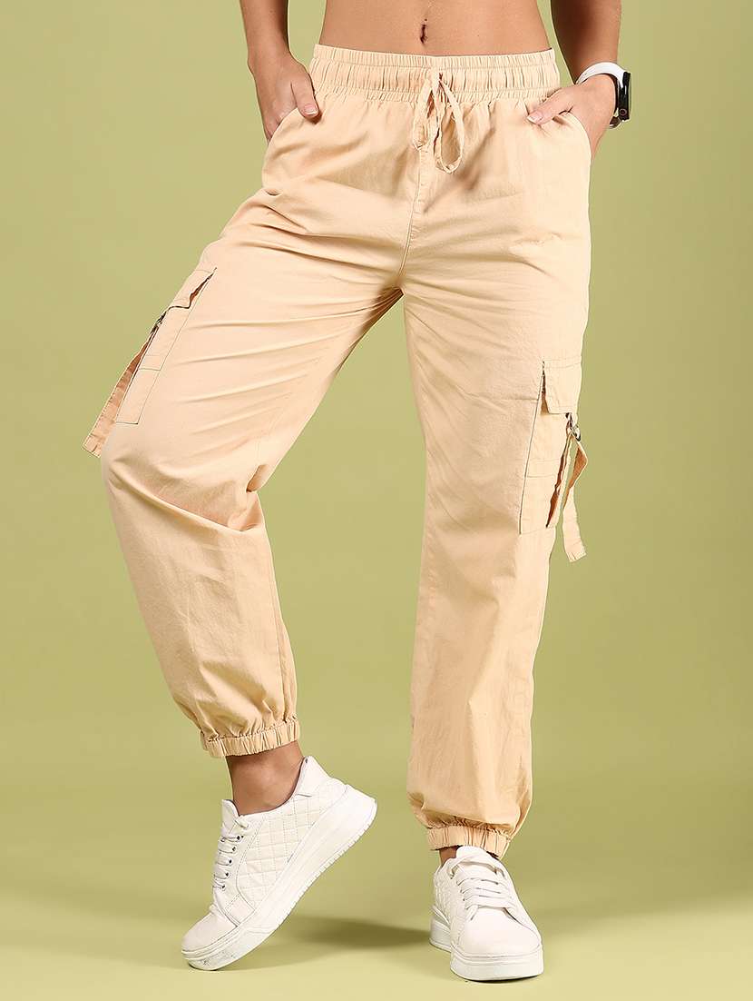 women solid mid rise regular fit jogger
