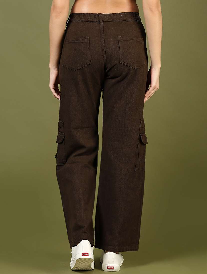 women solid mid rise regular fit cargo - 22167639 -  Standard Image - 3