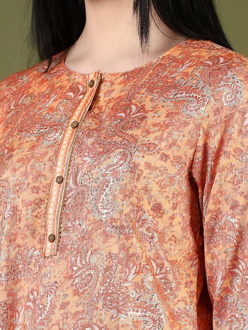 women three quarter sleeve kurta and pant set - 22167727 -  Standard Image - 5