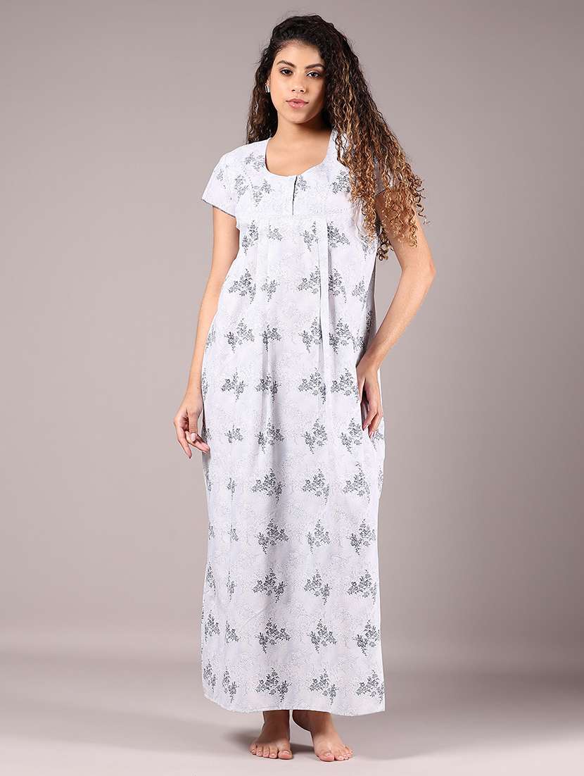 women printed short sleeve nighty