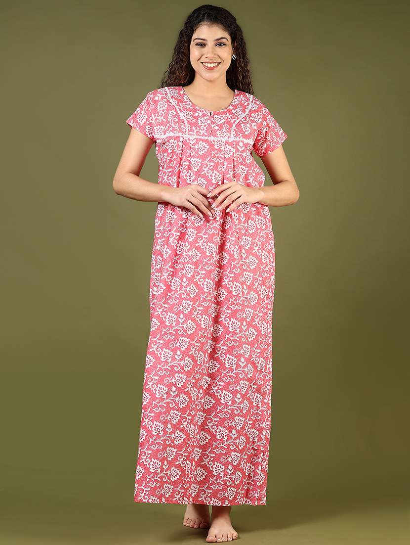 women printed short sleeve nighty - 22167798 -  Standard Image - 3