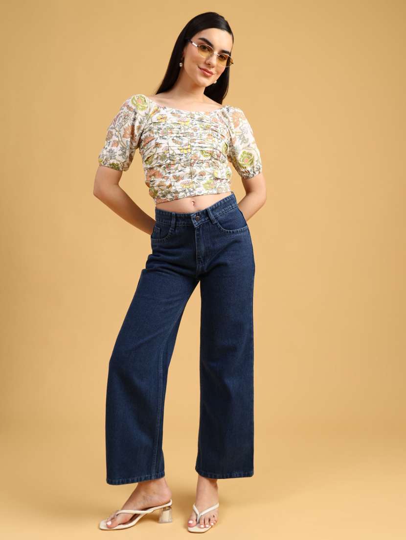 women printed boat neck crop top  - 22167868 -  Standard Image - 5