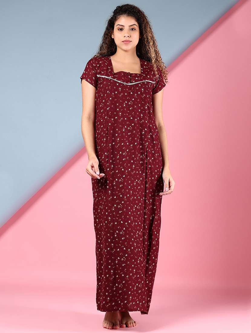 women printed short sleeve nighty