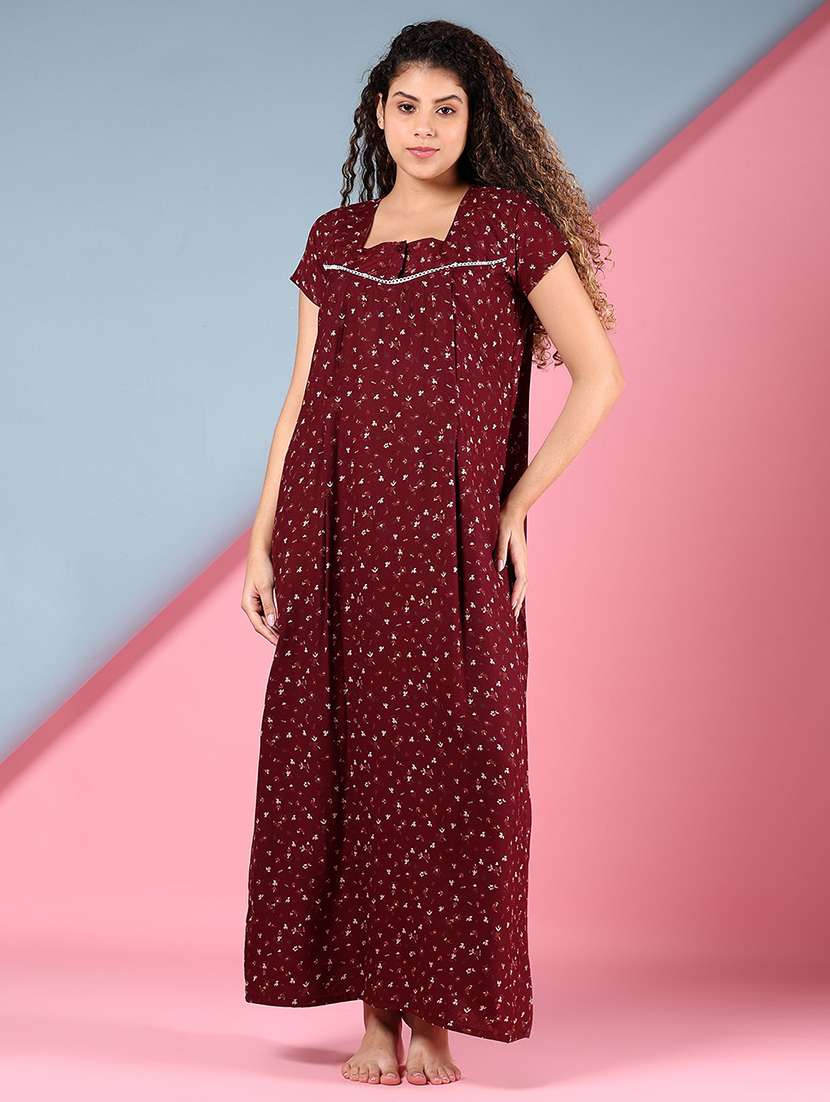 women printed short sleeve nighty - 22167930 -  Standard Image - 3