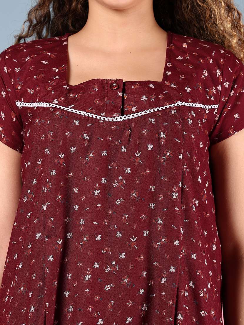 women printed short sleeve nighty - 22167930 -  Standard Image - 5