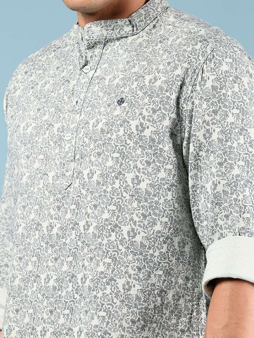 men printed mandarin neck short kurta - 22168100 -  Standard Image - 5