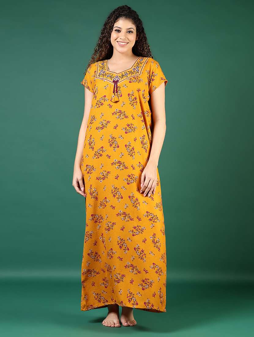 women printed short sleeve nighty