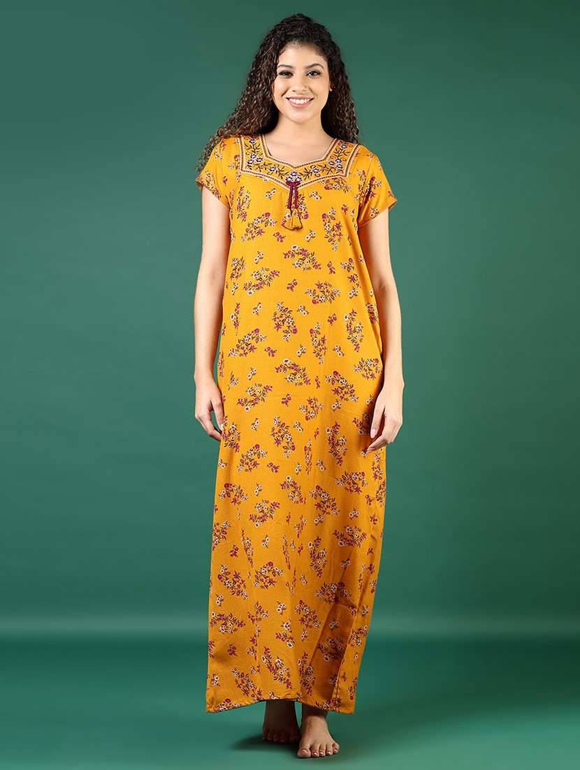 women printed short sleeve nighty - 22168115 -  Standard Image - 3