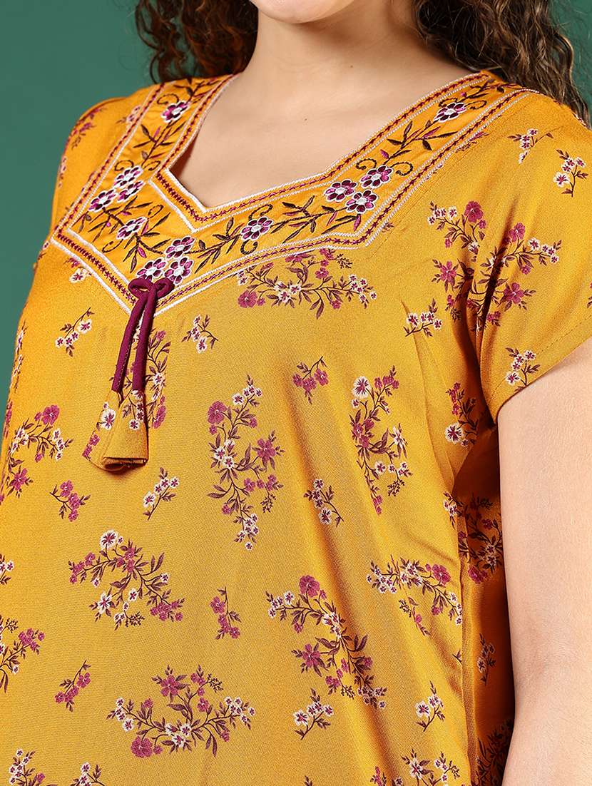 women printed short sleeve nighty - 22168115 -  Standard Image - 5