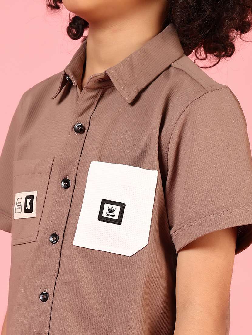 boys solid short sleeve casual shirt - 22168134 -  Standard Image - 5
