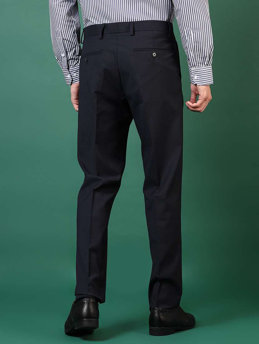 men solid mid rise flat front formal trouser - 22168199 -  Standard Image - 3