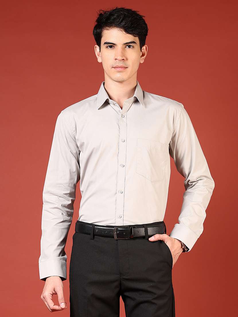 men solid long sleeve regualr fit formal shirt