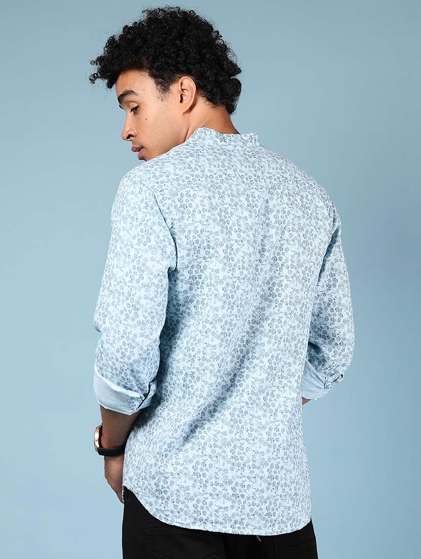 men printed mandarin neck short kurta - 22168429 -  Standard Image - 3