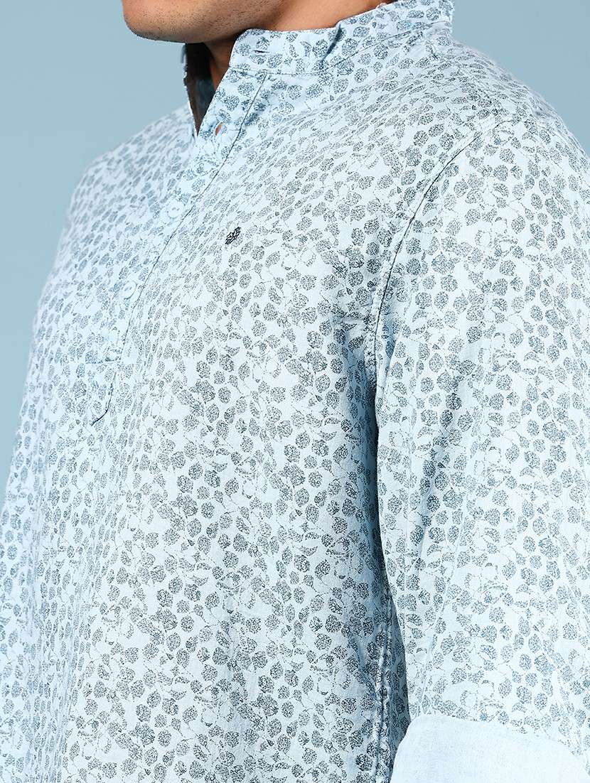 men printed mandarin neck short kurta - 22168429 -  Standard Image - 5