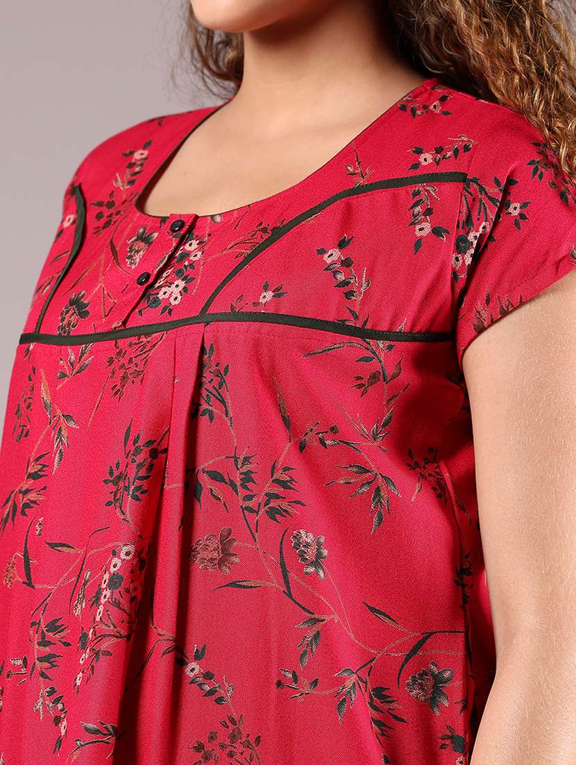 women printed short sleeve nighty - 22168444 -  Standard Image - 5