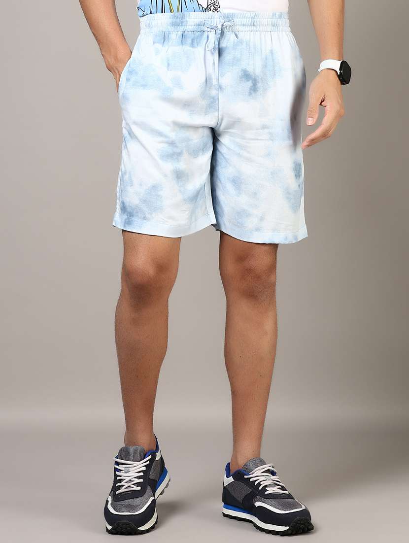 men tie & dye mid rise regular fit shorts