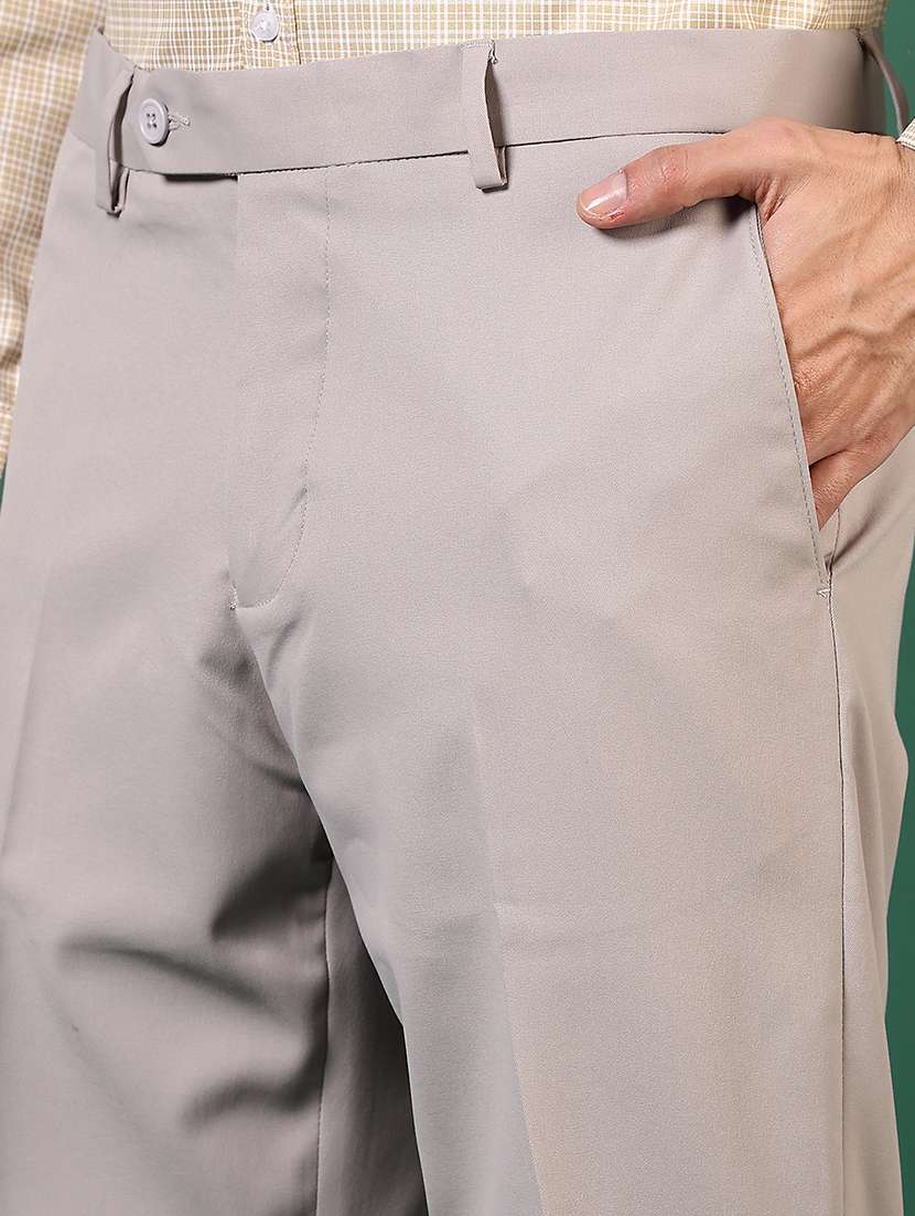 men solid mid rise flat front formal trouser - 22168511 -  Standard Image - 5