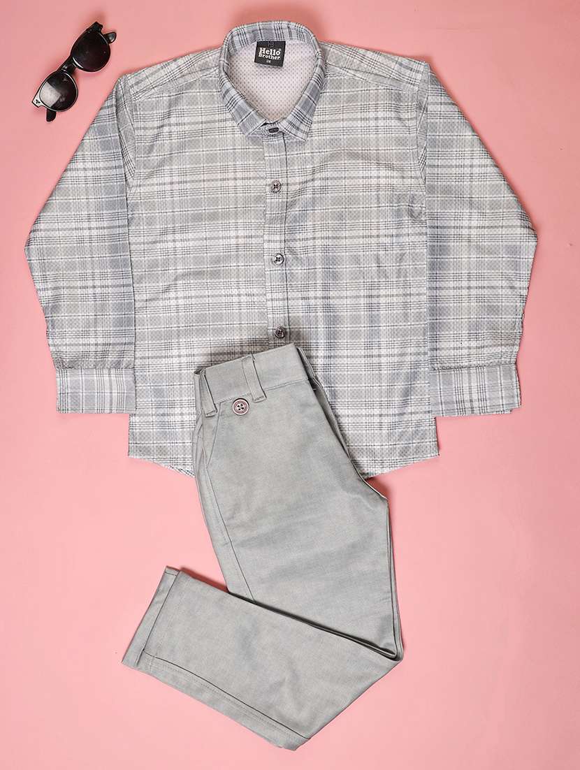 boys printed shirt & trouser co-ord set