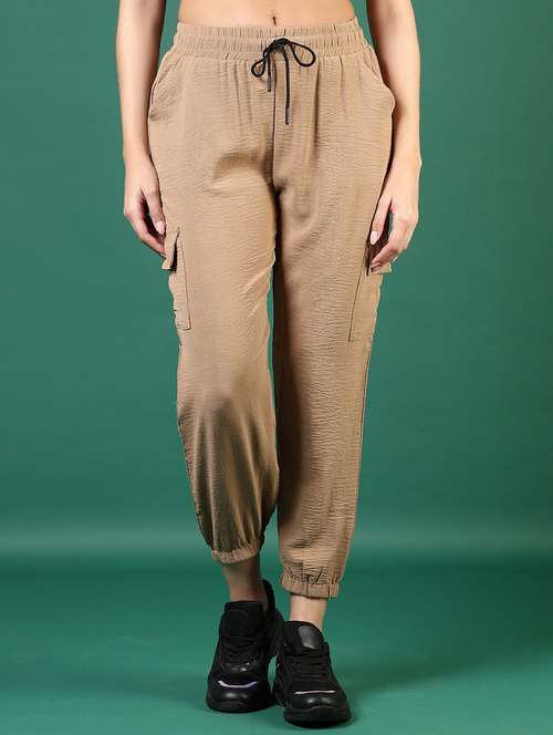 women solid mid rise regular fit jogger - 22168623 -  Standard Image - 0