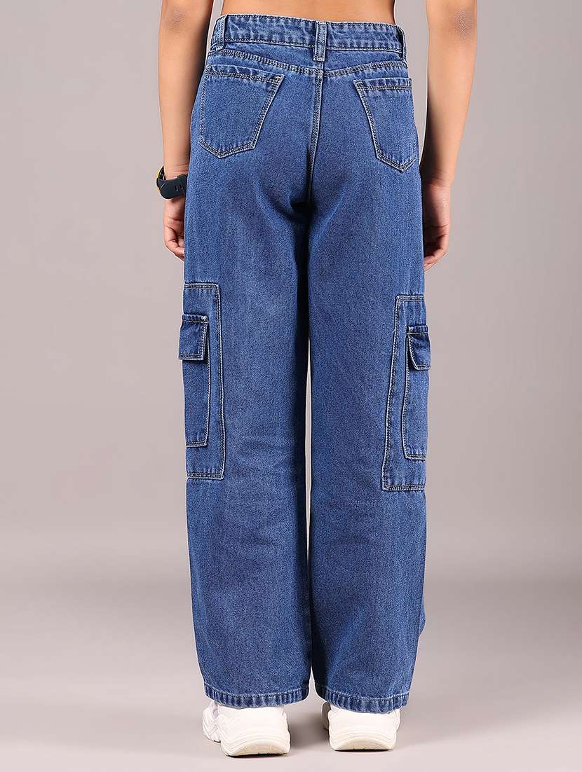 girls solid mid rise straight fit cargo - 22168643 -  Standard Image - 3