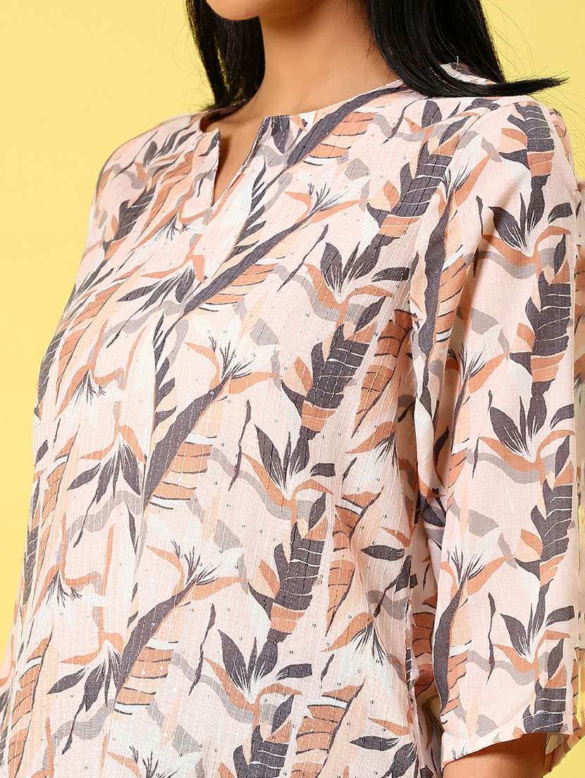 women printed three quarter sleeve straight kurta - 22168678 -  Standard Image - 5