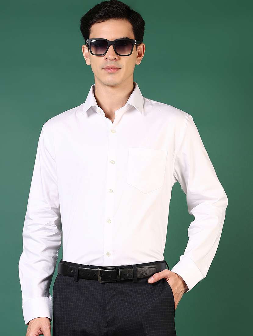 men solid long sleeve regualr fit formal shirt