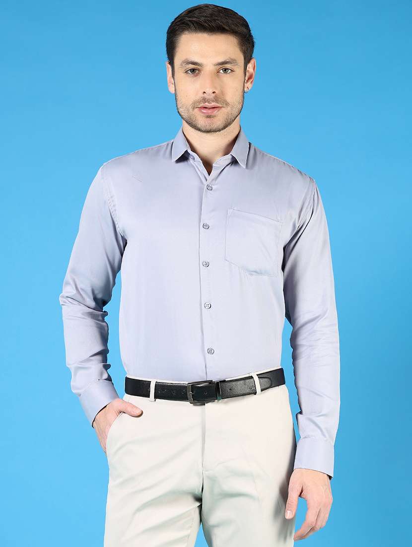 men solid long sleeve regualr fit formal shirt
