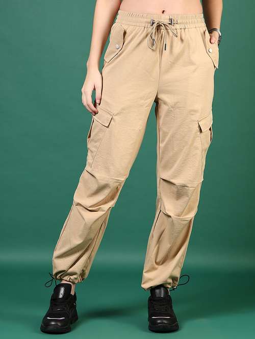 women solid mid rise regular fit jogger - 22168774 -  Standard Image - 0
